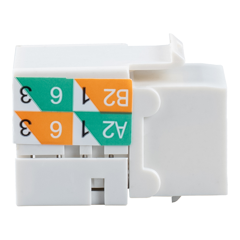 Cat6 Niet-afgeschermde 90° Keystone-aansluiting (bedrading voor twee doeleinden) SM-2081D8C6 Cat6 Niet-afgeschermde 90° Keystone-aansluiting (bedrading voor twee doeleinden) SM-2081D8C6