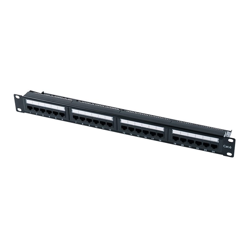 Categorie 6 19-inch 1U niet-afgeschermd 24-poorts patchpaneel (IDC voor twee doeleinden; met plastic inzetstuk) SP-3204D24-C6