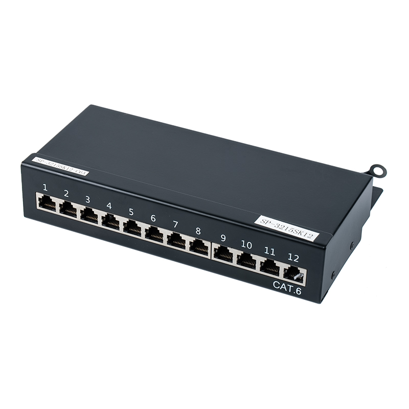 Categorie 6 1U afgeschermd 12-poorts patchpaneel SP-3215SK12-C6