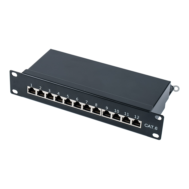 Categorie 6 10-inch 1U afgeschermd 12-poorts patchpaneel SP-3250SK12-C6