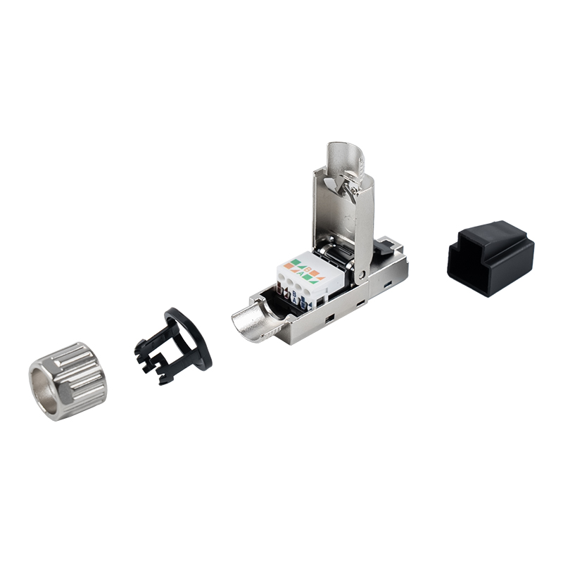 Cat7 afgeschermde gereedschapsloze RJ45-connector (met plastic beschermhoezen) RJ-G50S-1-C7 Cat7 afgeschermde gereedschapsloze RJ45-connector (met plastic beschermhoezen) RJ-G50S-1-C7