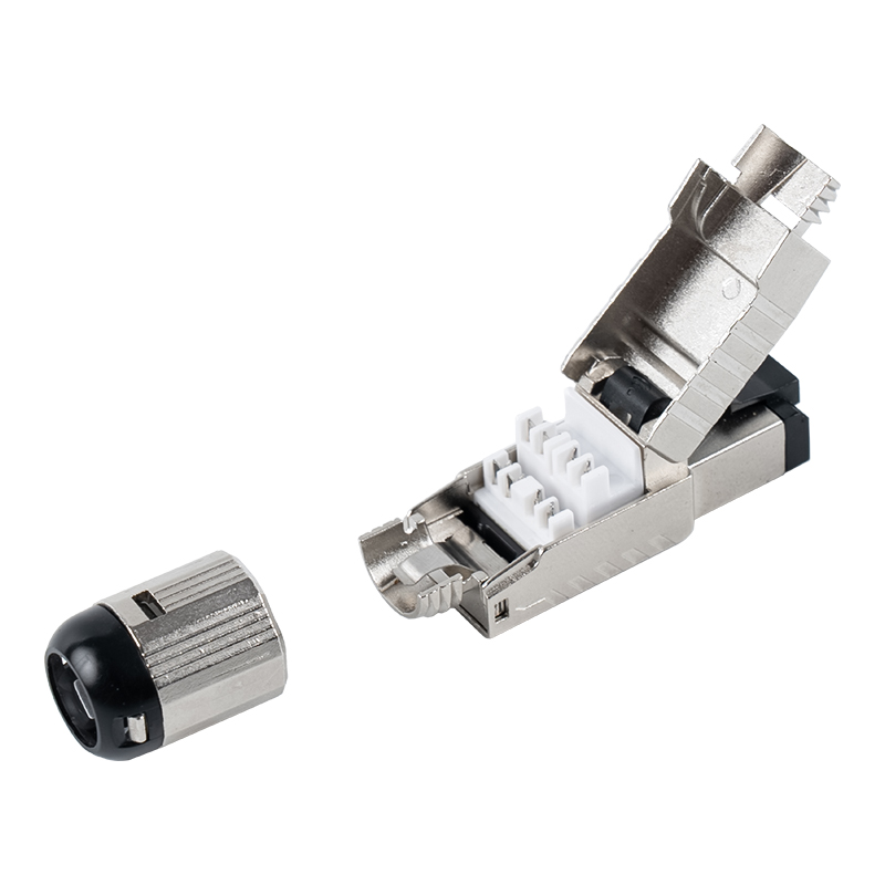 Cat7 afgeschermde gereedschapsloze RJ45-connector (met zwarte plastic veerclip) RJ-G60S-1-C7 Cat7 afgeschermde gereedschapsloze RJ45-connector (met zwarte plastic veerclip) RJ-G60S-1-C7