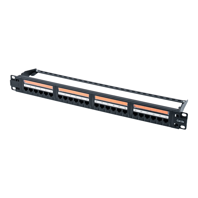 Cat5e 19-inch 1U niet-afgeschermd patchpaneel met 24 poorten (plastic opklapbaar venster) SP-3410D24-C5E