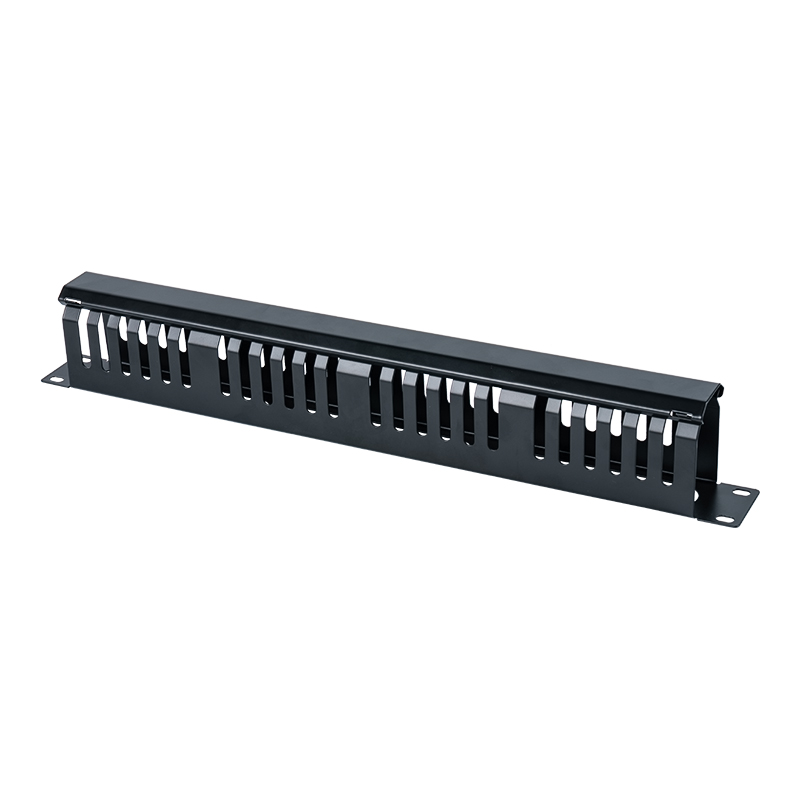 19-inch 1U kunststof kabelbeheerpaneel (24 sleuven met deksel) SP-3802-1U